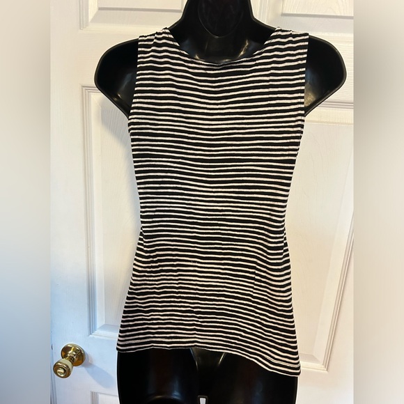 BUY 2 GET 1 FREE items priced $15 or less LOFT black white striped tank top XS - Picture 3 of 5